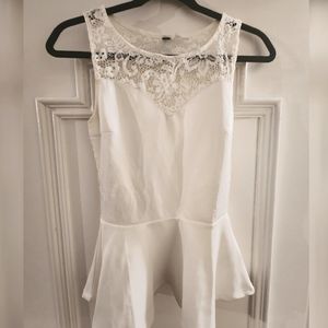 Sleeveless lace h&m white top